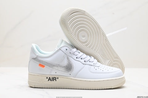 Nike Air Force 1 OFF-WHITE Collaboration Sneakers  Anti-slip basketball shoes for men and women