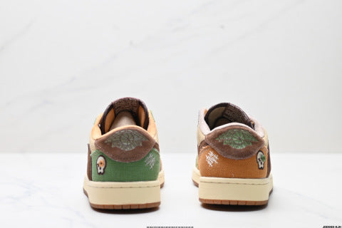 Nike Air Jordan 1 Reverse Mocha AJ1 Travis Scott collaboration basketball shoes Breathable, non-slip, versatile casual sneakers for men and women