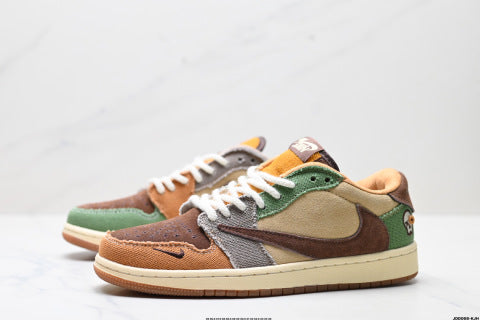 Nike Air Jordan 1 Reverse Mocha AJ1 Travis Scott collaboration basketball shoes Breathable, non-slip, versatile casual sneakers for men and women