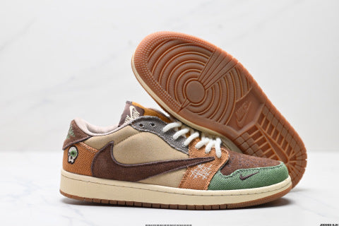 Nike Air Jordan 1 Reverse Mocha AJ1 Travis Scott collaboration basketball shoes Breathable, non-slip, versatile casual sneakers for men and women