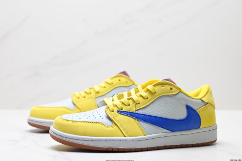 Nike Air Jordan 1 Reverse Mocha Travis Scott Collaboration Basketball Shoes Low-top casual sneakers, men's and women's shoes