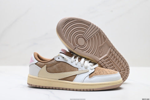 Nike Air Jordan 1 Travis Scott Collaboration Basketball Shoes Low-top casual sneakers, men's and women's shoes