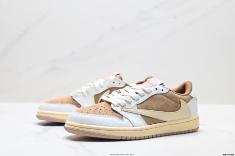 Nike Air Jordan 1 Travis Scott Collaboration Basketball Shoes Low-top casual sneakers, men's and women's shoes