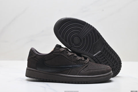 Nike Air Jordan 1 Travis Scott Collaboration Sneakers Low-top breathable non-slip athletic shoes for men and women