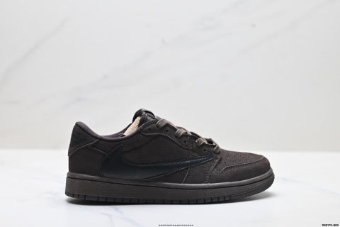 Nike Air Jordan 1 Travis Scott Collaboration Sneakers Low-top breathable non-slip athletic shoes for men and women