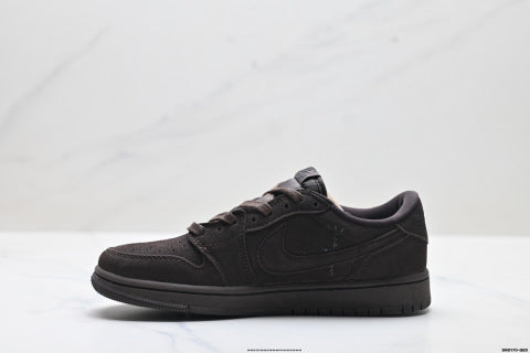 Nike Air Jordan 1 Travis Scott Collaboration Sneakers Low-top breathable non-slip athletic shoes for men and women