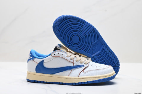 Nike Air Jordan 1 Travis Scott Collaboration Basketball Shoes Shock-absorbing casual low-top sneakers for men and women