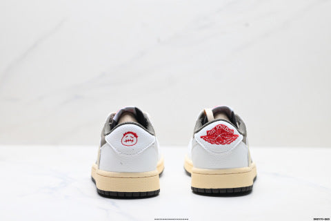 Nike Air Jordan 1 Travis Scott Collaboration Low-Top Sneakers Non-slip, versatile casual men's and women's basketball shoes
