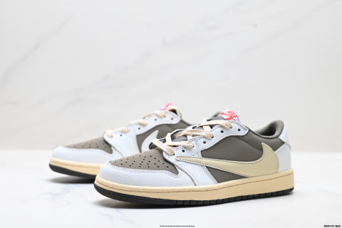 Nike Air Jordan 1 Travis Scott Collaboration Low-Top Sneakers Non-slip, versatile casual men's and women's basketball shoes