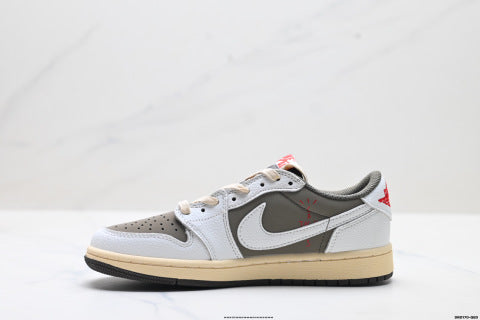 Nike Air Jordan 1 Travis Scott Collaboration Low-Top Sneakers Non-slip, versatile casual men's and women's basketball shoes