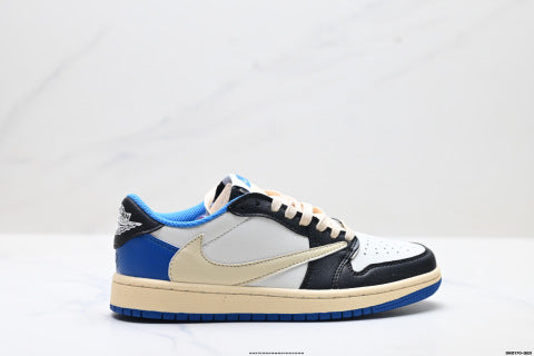 Nike Air Jordan 1 Travis Scott Collaboration Low-Top Sneakers Breathable and non-slip casual shoes for men and women, sports shoes